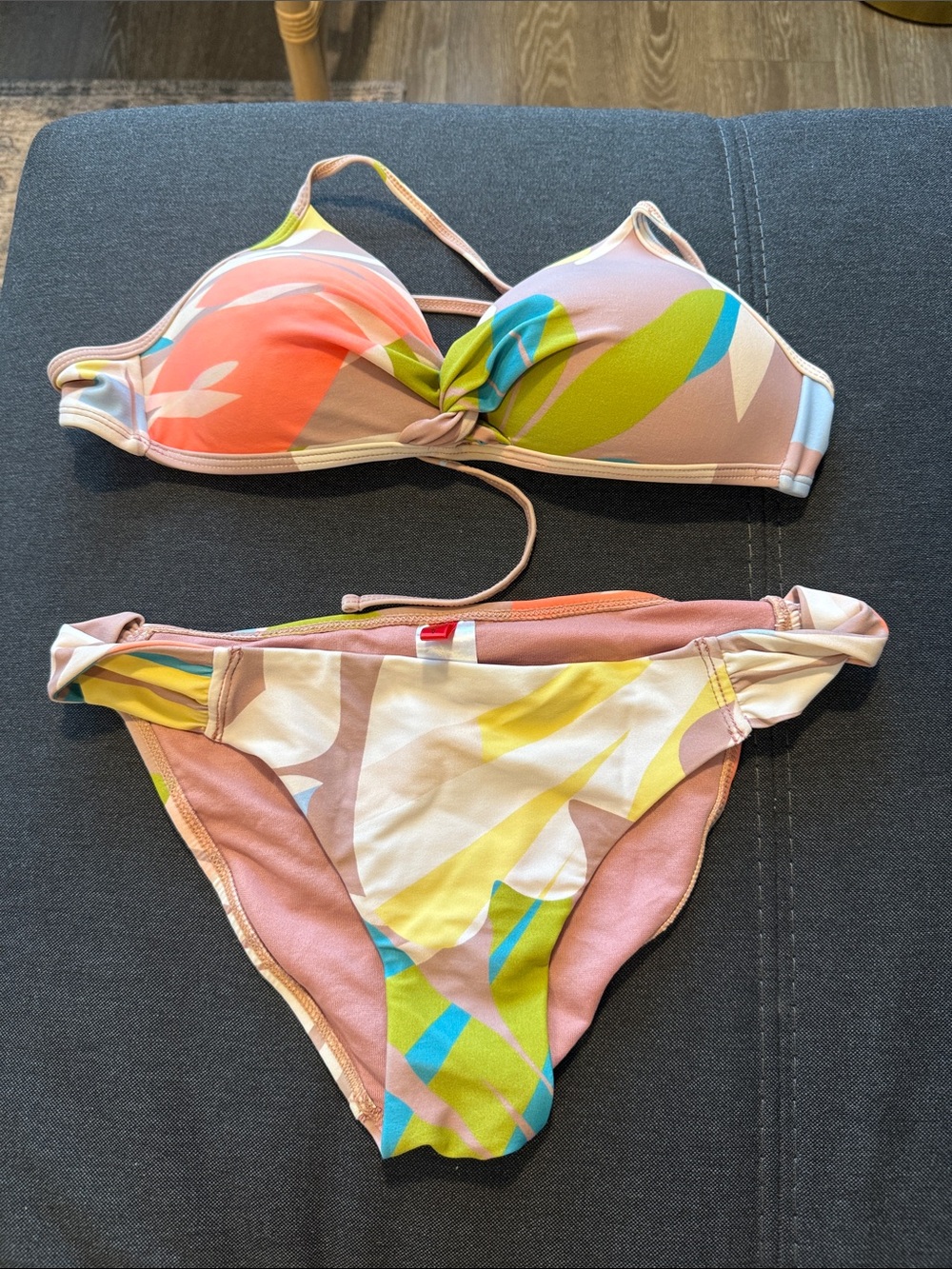 Multi-Color Twist Front Bikini Set Size Small